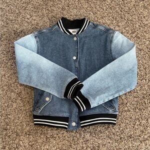 Vintage SO Blue Denim Jacket with Black and White Trim